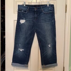Joe's Jeans Dark Blue Distressed Cropped Jeans